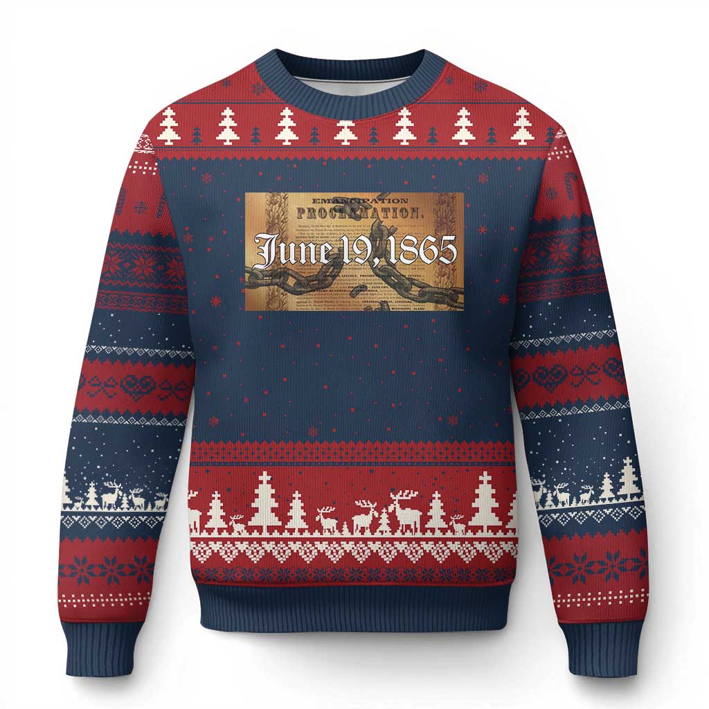 Juneteenth Emancipation Proclamation End of Slavery Ugly Christmas Sweater Black Freedom History - Wonder Print Shop