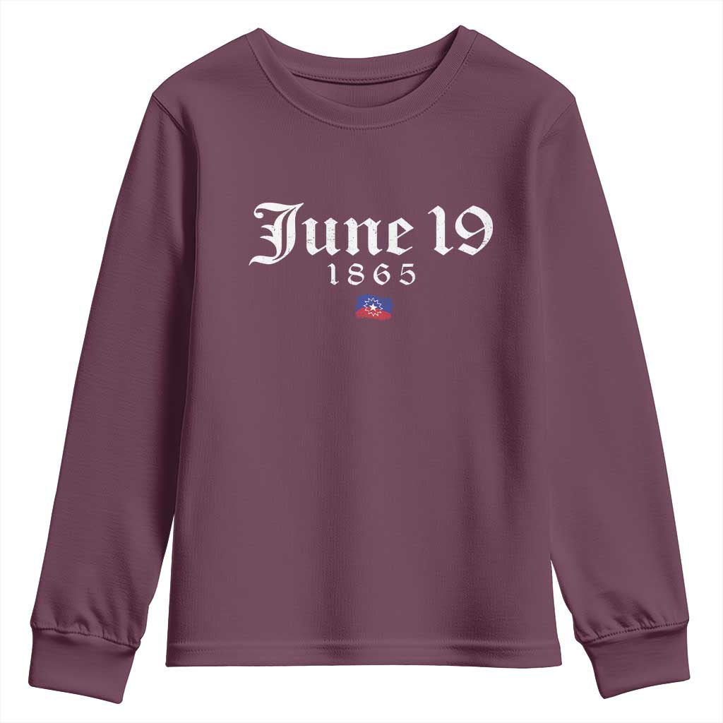 June 19 1865 Juneteenth Flag Youth Sweatshirt Celebrating Black Freedom History