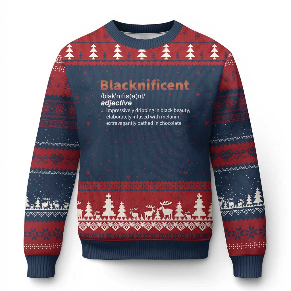 Blacknificient Definition Ugly Christmas Sweater Black History African Roots African American - Wonder Print Shop