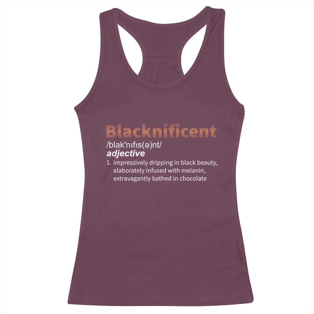 Blacknificient Definition Racerback Tank Top Black History African Roots African American