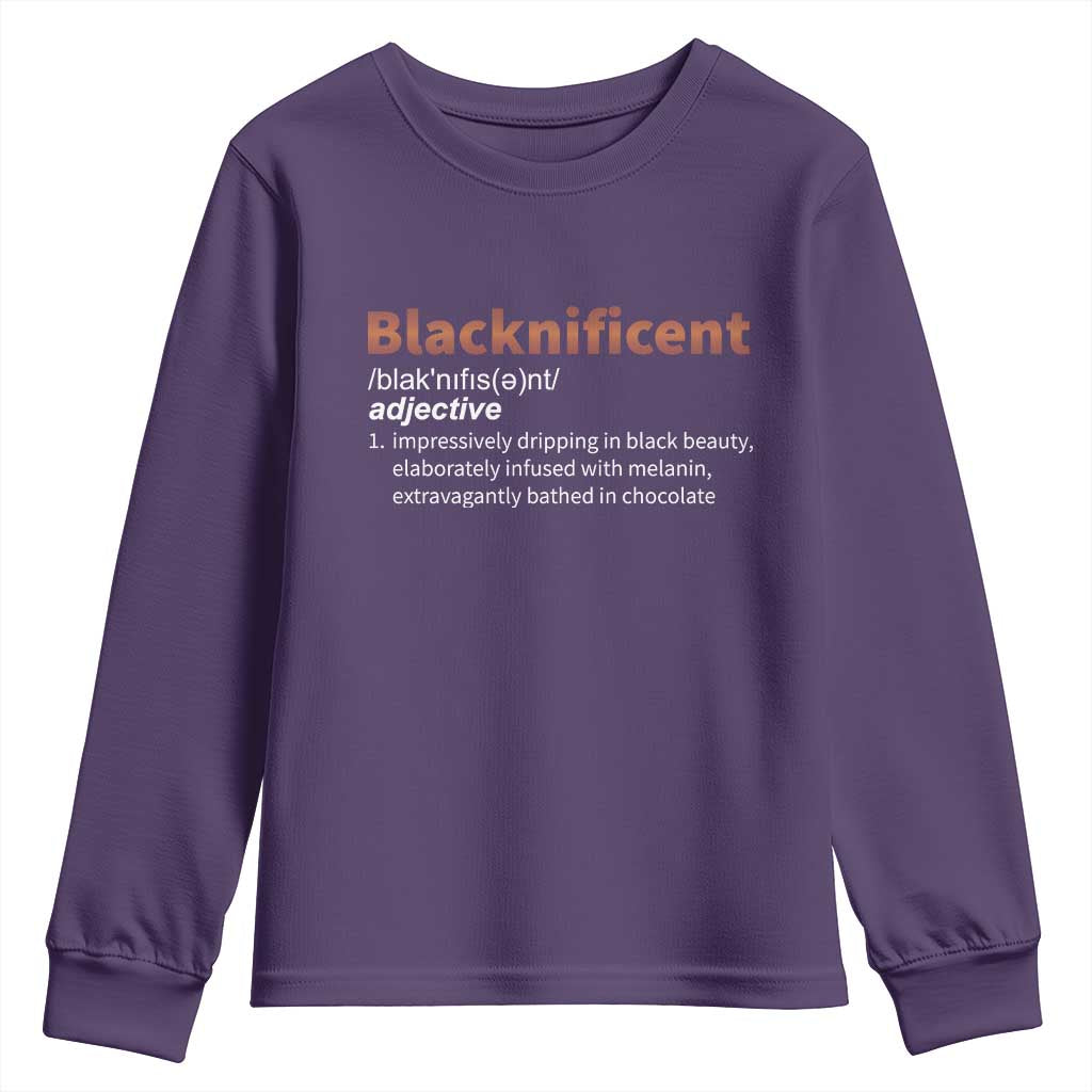 Blacknificient Definition Youth Sweatshirt Black History African Roots African American
