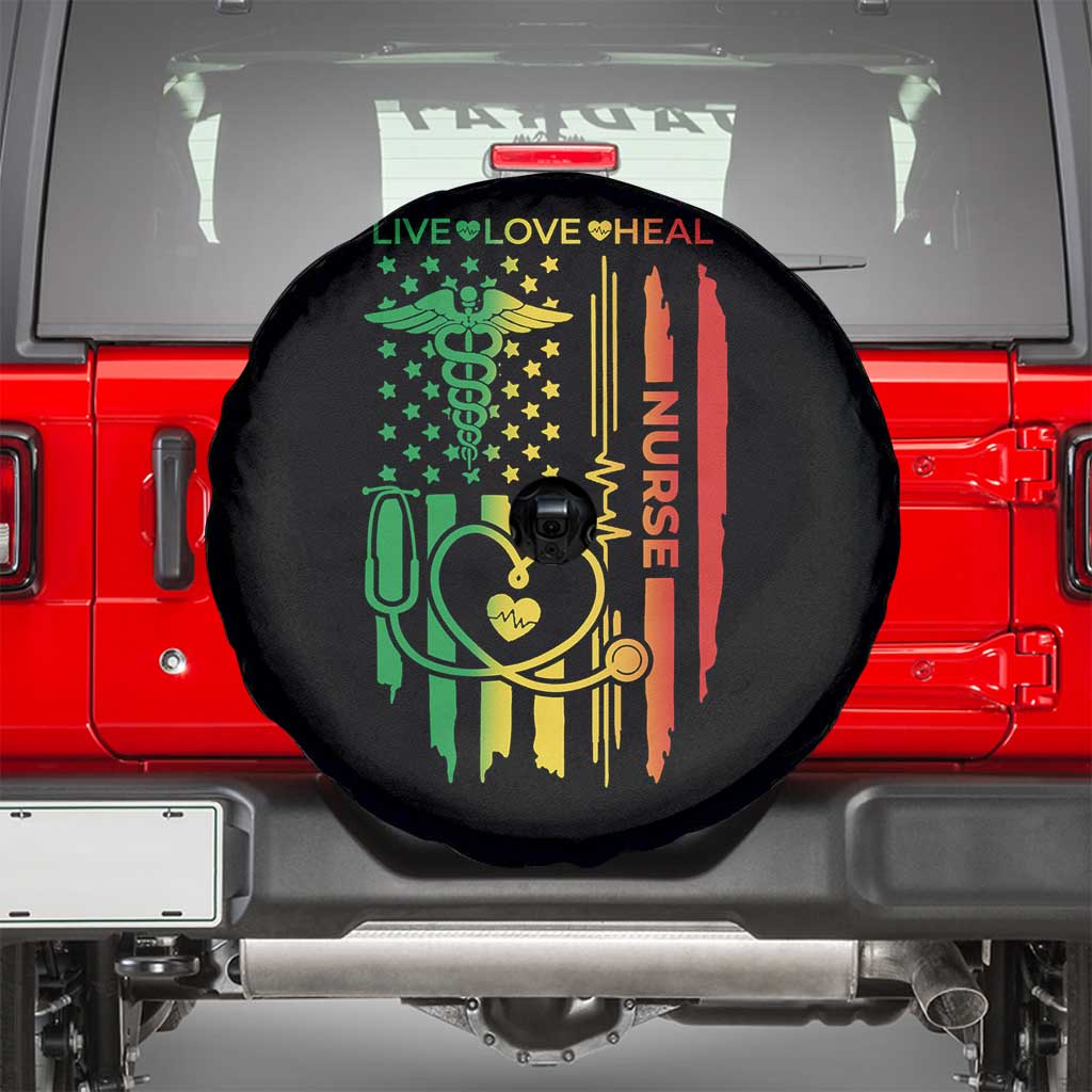 Black Nurse Spare Tire Cover American Flag Proud Afro African Women Melanin Pride