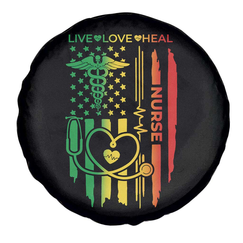 Black Nurse Spare Tire Cover American Flag Proud Afro African Women Melanin Pride