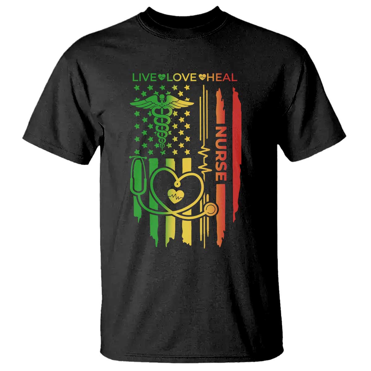 Black Nurse T Shirt American Flag Proud Afro African Women Melanin Pride