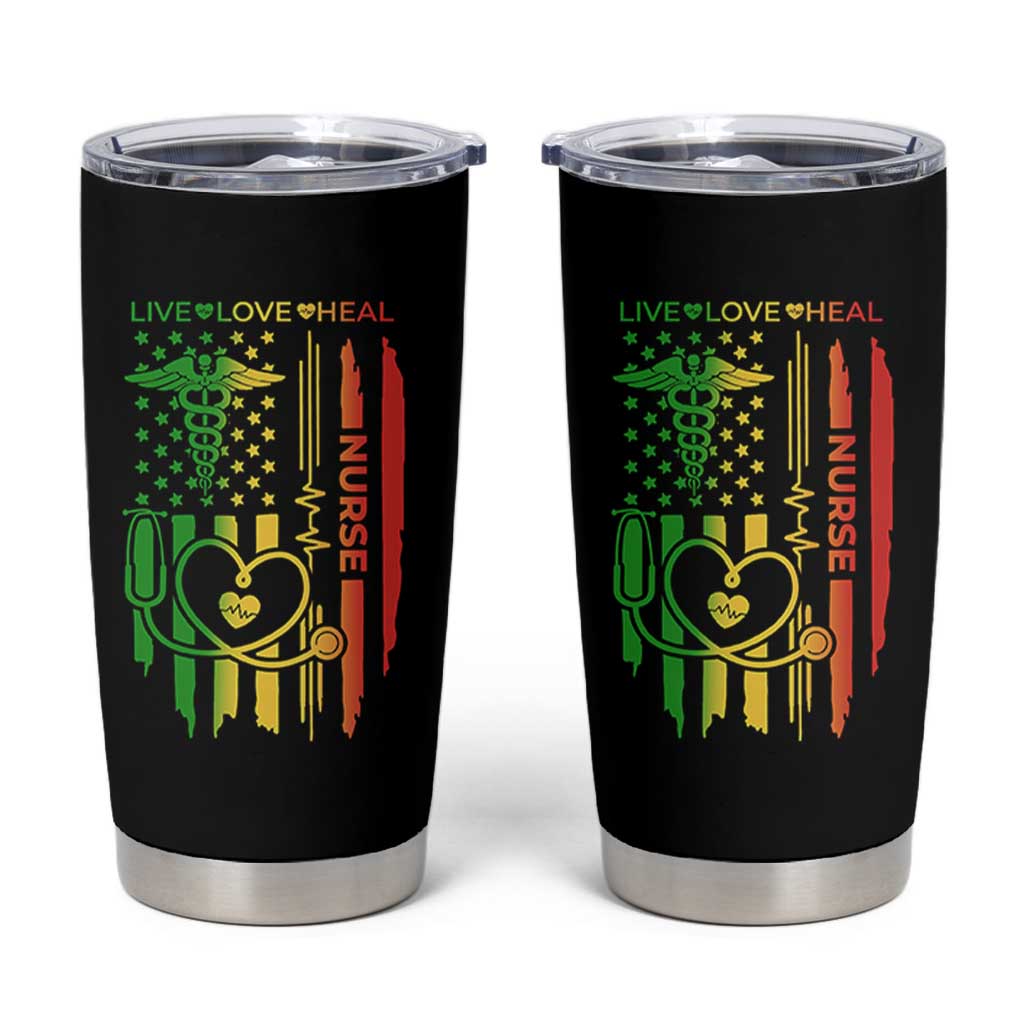 Black Nurse Tumbler Cup American Flag Proud Afro African Women Melanin Pride