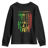 Black Nurse Youth Sweatshirt American Flag Proud Afro African Women Melanin Pride