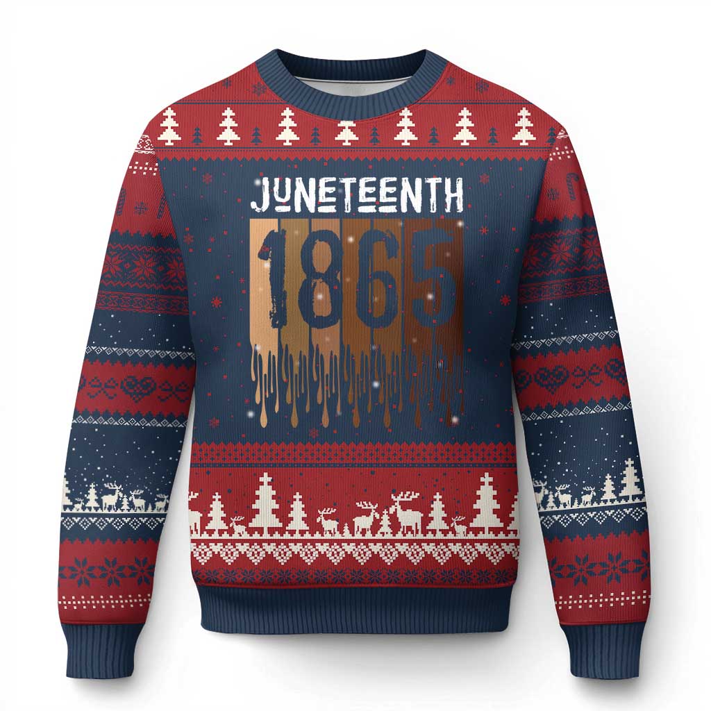 Juneteenth 1865 Ugly Christmas Sweater June 19th Celebrating Black Freedom Melanin - Wonder Print Shop