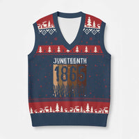 Juneteenth 1865 V-Neck Knit Sweater Vest June 19th Celebrating Black Freedom Melanin - Wonder Print Shop