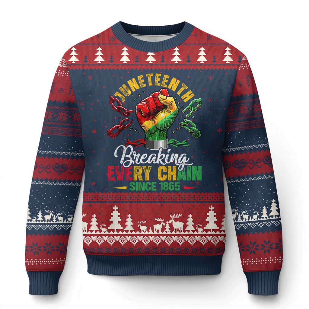 Breaking Every Chain Since 1865 Juneteenth Ugly Christmas Sweater Celebrating Black Freedom - Wonder Print Shop