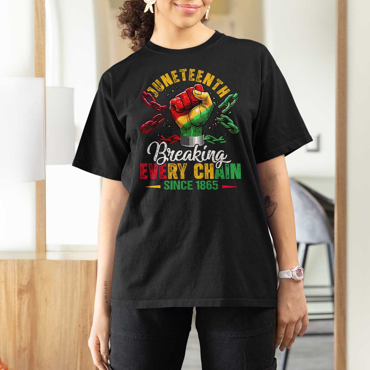 Breaking Every Chain Since 1865 Juneteenth T Shirt For Women Celebrating Black Freedom