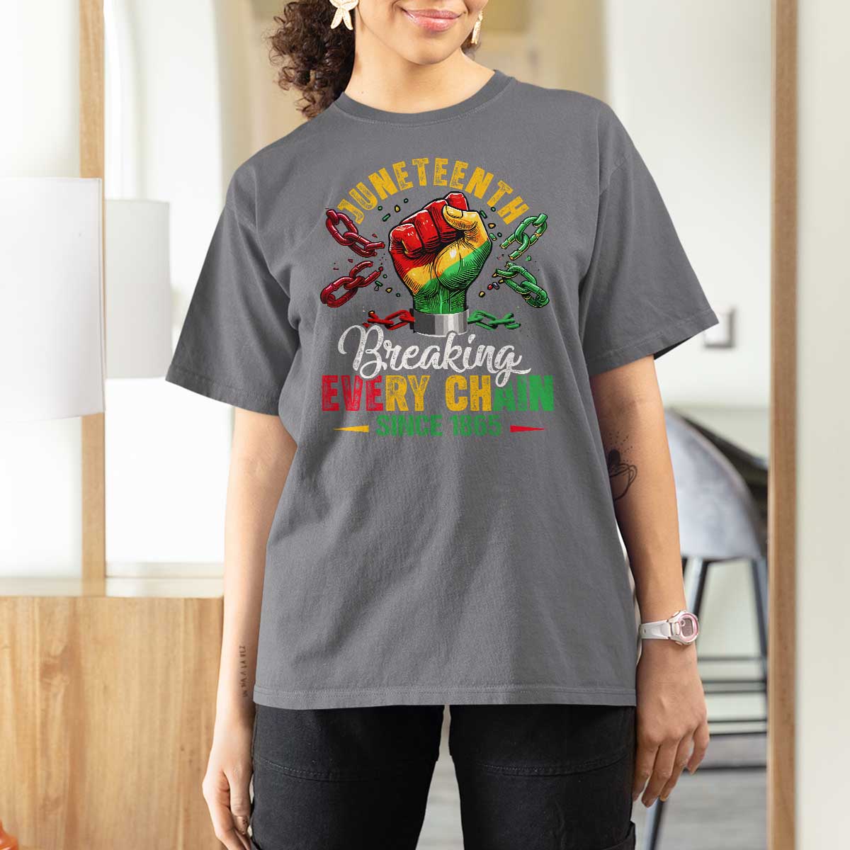 Breaking Every Chain Since 1865 Juneteenth T Shirt For Women Celebrating Black Freedom