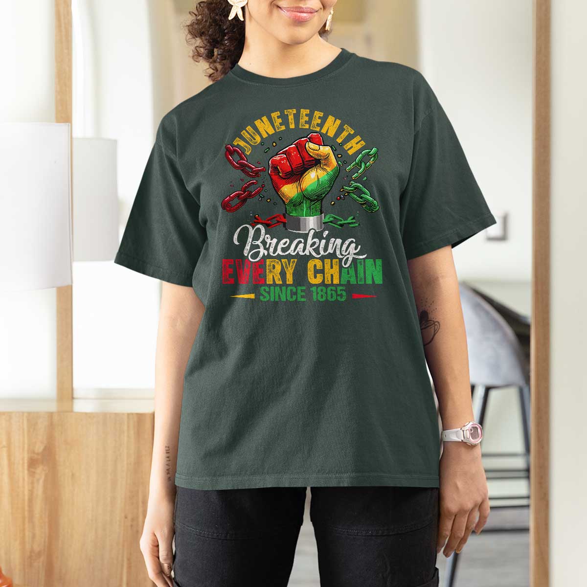 Breaking Every Chain Since 1865 Juneteenth T Shirt For Women Celebrating Black Freedom