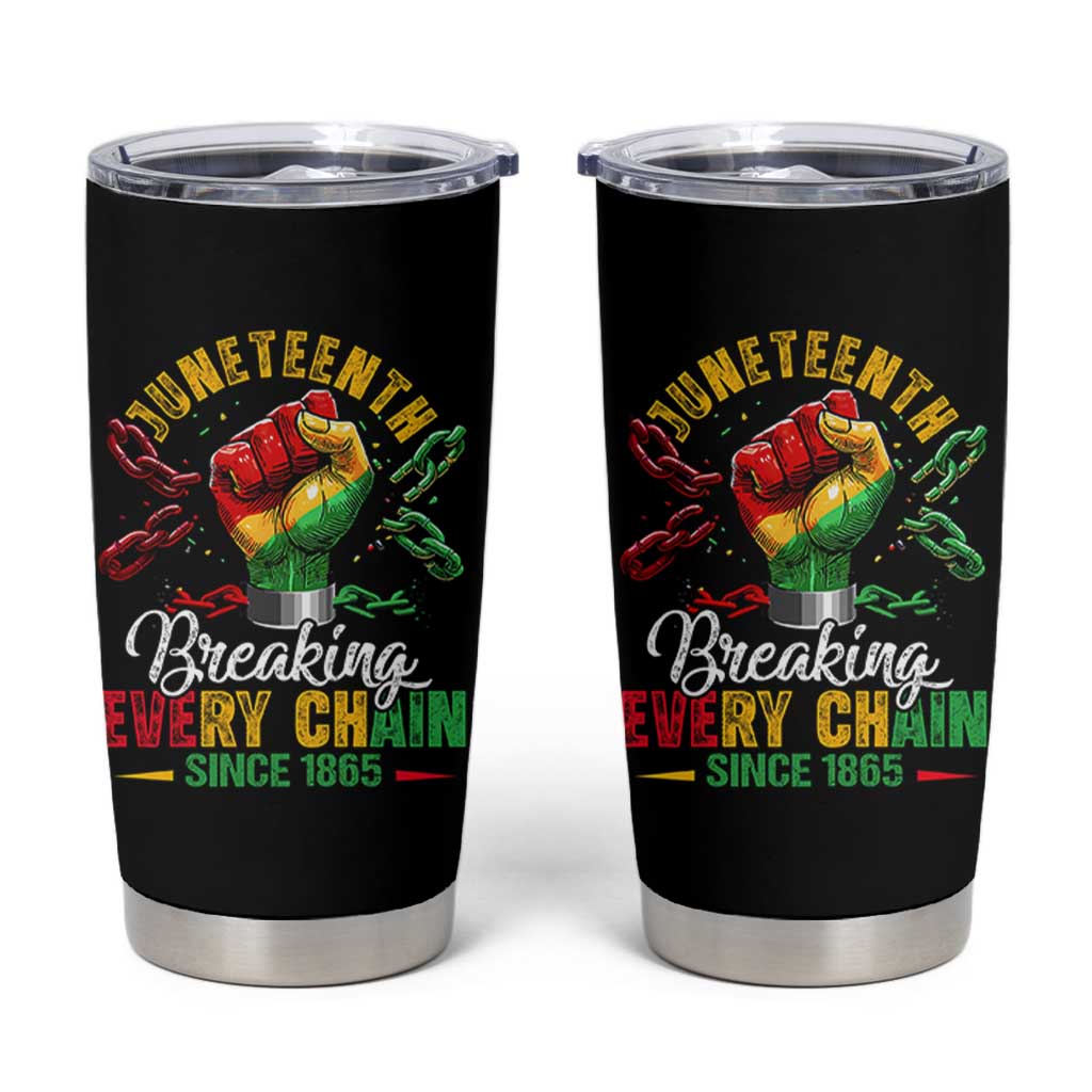 Breaking Every Chain Since 1865 Juneteenth Tumbler Cup Celebrating Black Freedom