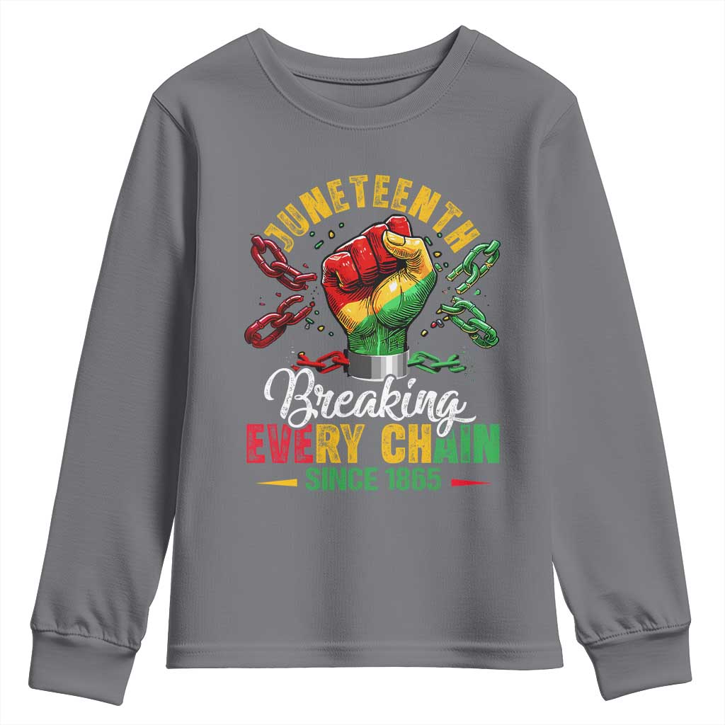 Breaking Every Chain Since 1865 Juneteenth Youth Sweatshirt Celebrating Black Freedom