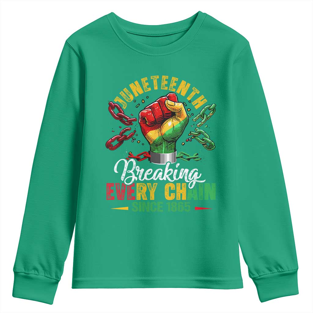 Breaking Every Chain Since 1865 Juneteenth Youth Sweatshirt Celebrating Black Freedom