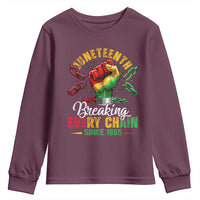 Breaking Every Chain Since 1865 Juneteenth Youth Sweatshirt Celebrating Black Freedom