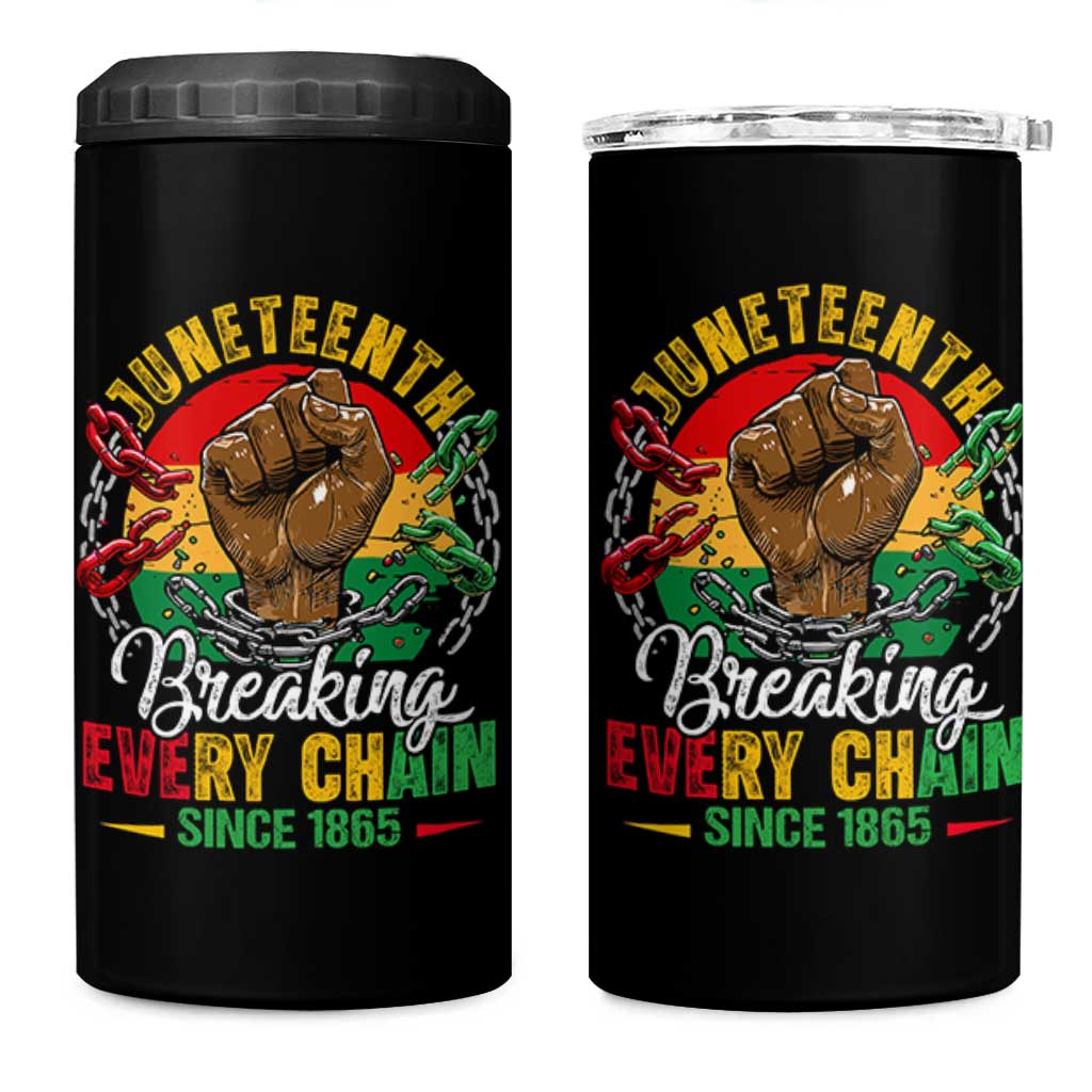 Juneteenth Breaking Every Chain Since 1865 4 in 1 Can Cooler Tumbler Retro Vintage