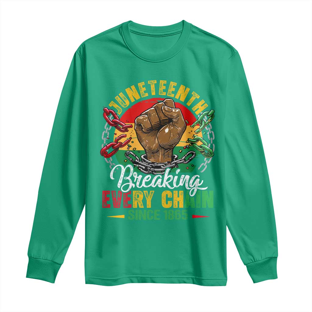 Juneteenth Breaking Every Chain Since 1865 Long Sleeve Shirt Retro Vintage