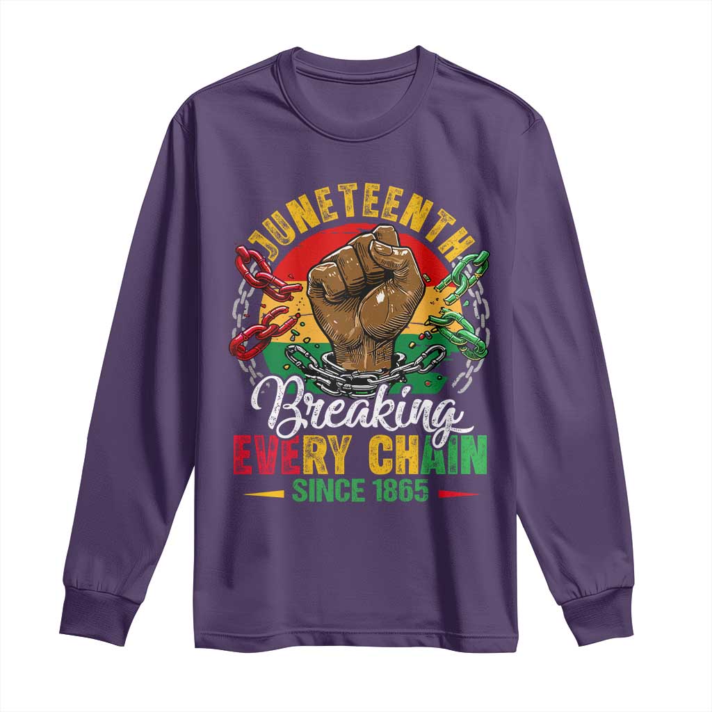 Juneteenth Breaking Every Chain Since 1865 Long Sleeve Shirt Retro Vintage