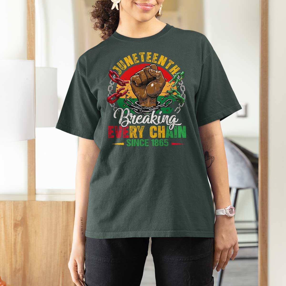 Juneteenth Breaking Every Chain Since 1865 T Shirt For Women Retro Vintage