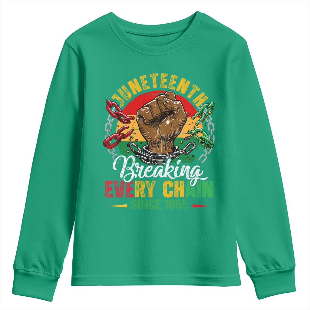 Juneteenth Breaking Every Chain Since 1865 Youth Sweatshirt Retro Vintage