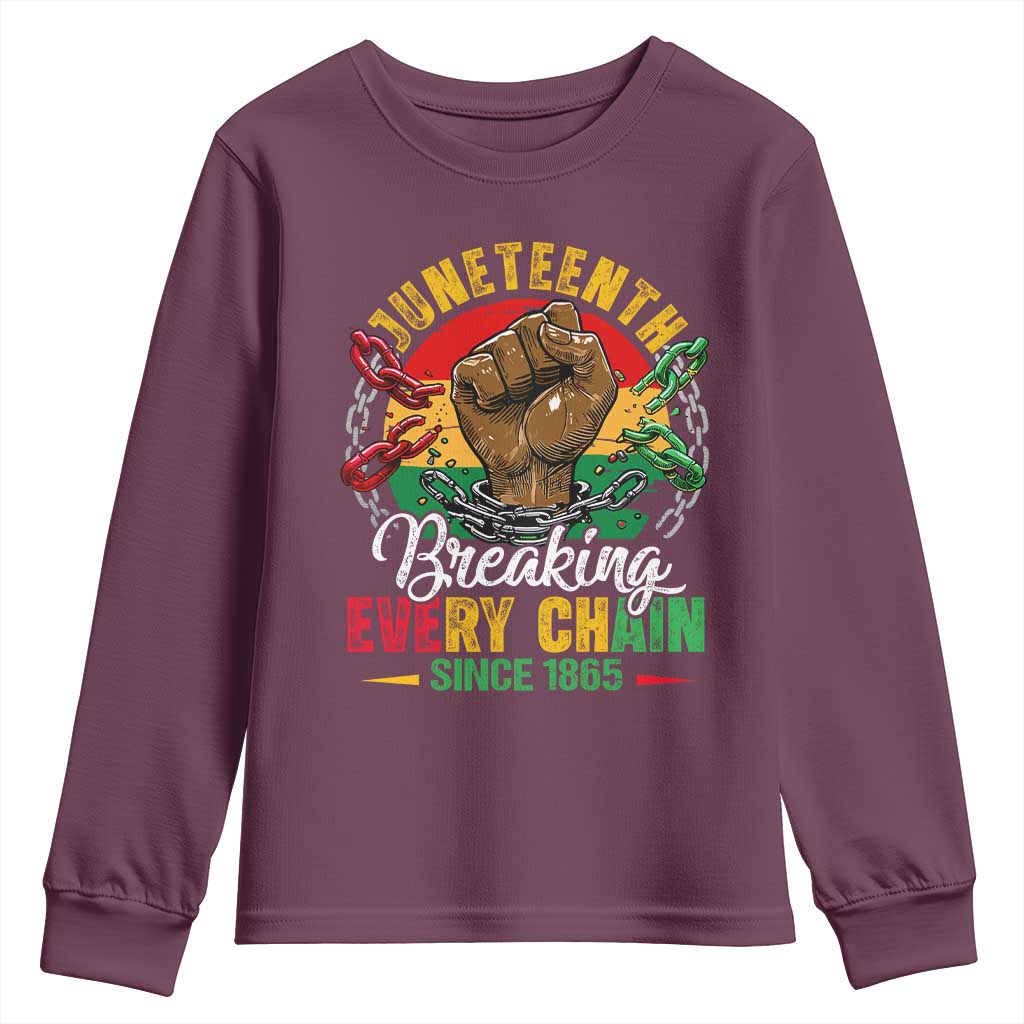 Juneteenth Breaking Every Chain Since 1865 Youth Sweatshirt Retro Vintage
