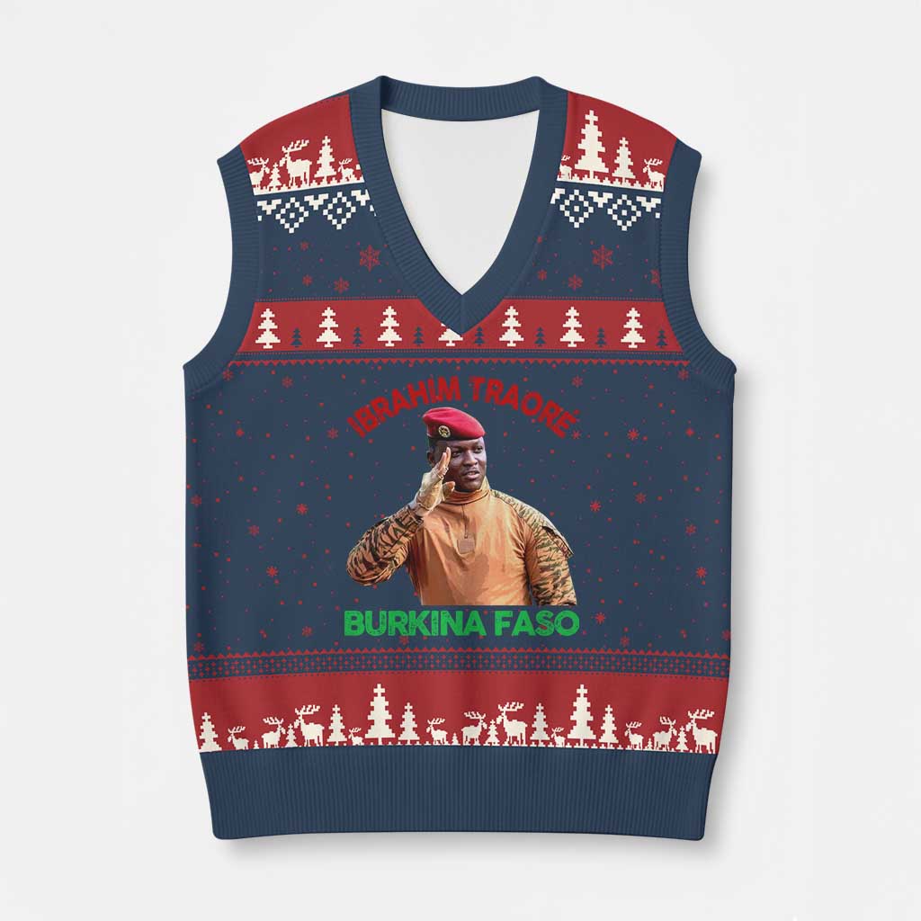 Burkina Faso Ibrahim Traoré Thomas Sankara V-Neck Knit Sweater Vest - Wonder Print Shop