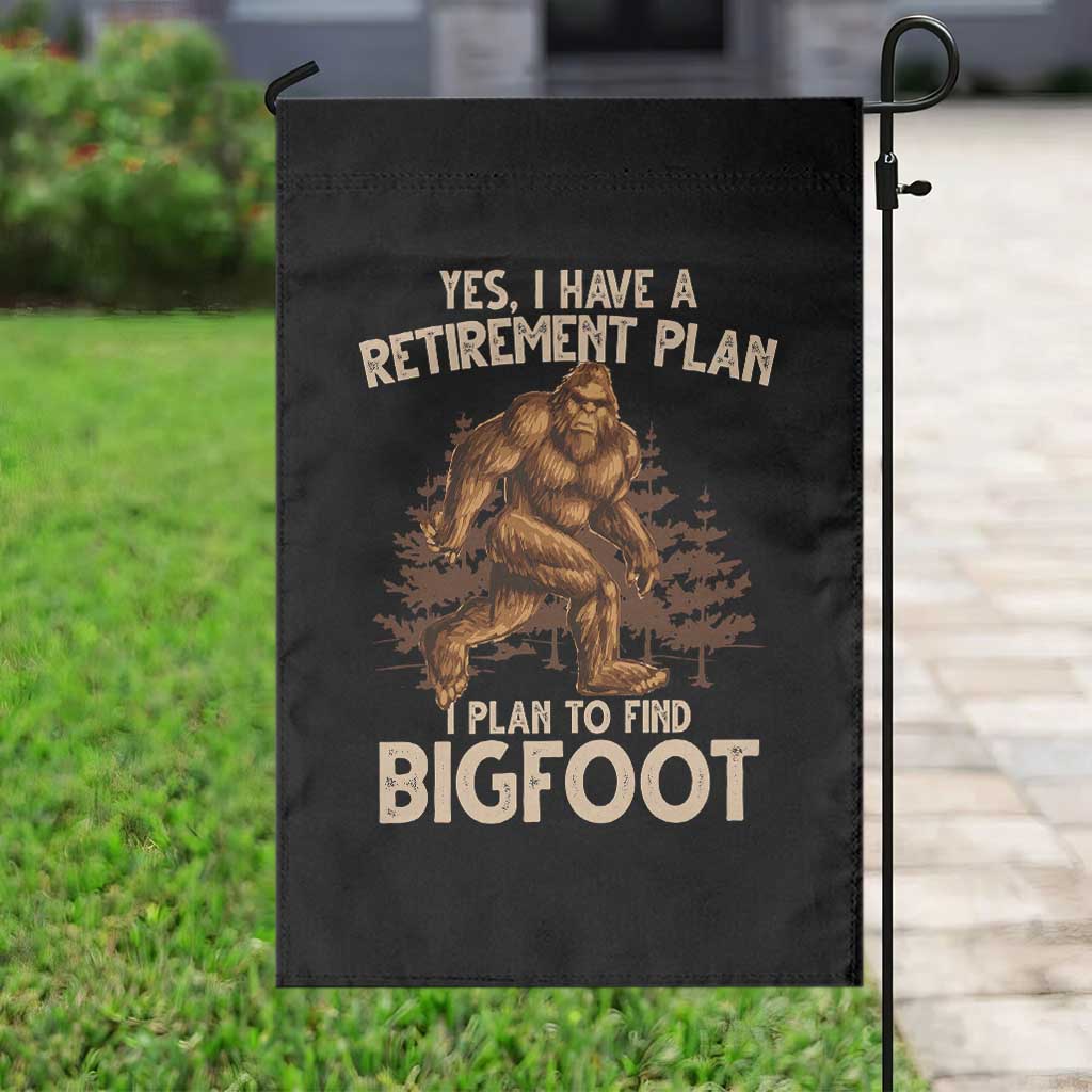 Bigfoot Retirement Plan Garden Flag Funny Saying Sasquatch Research - Wonder Print Shop