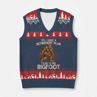 Bigfoot Retirement Plan V-Neck Knit Sweater Vest Funny Saying Sasquatch Research - Wonder Print Shop