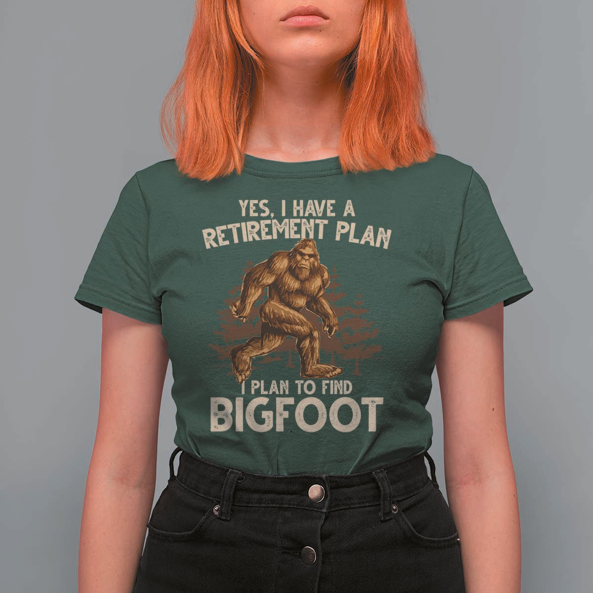 Bigfoot Retirement Plan T Shirt For Women Funny Saying Sasquatch Research - Wonder Print Shop