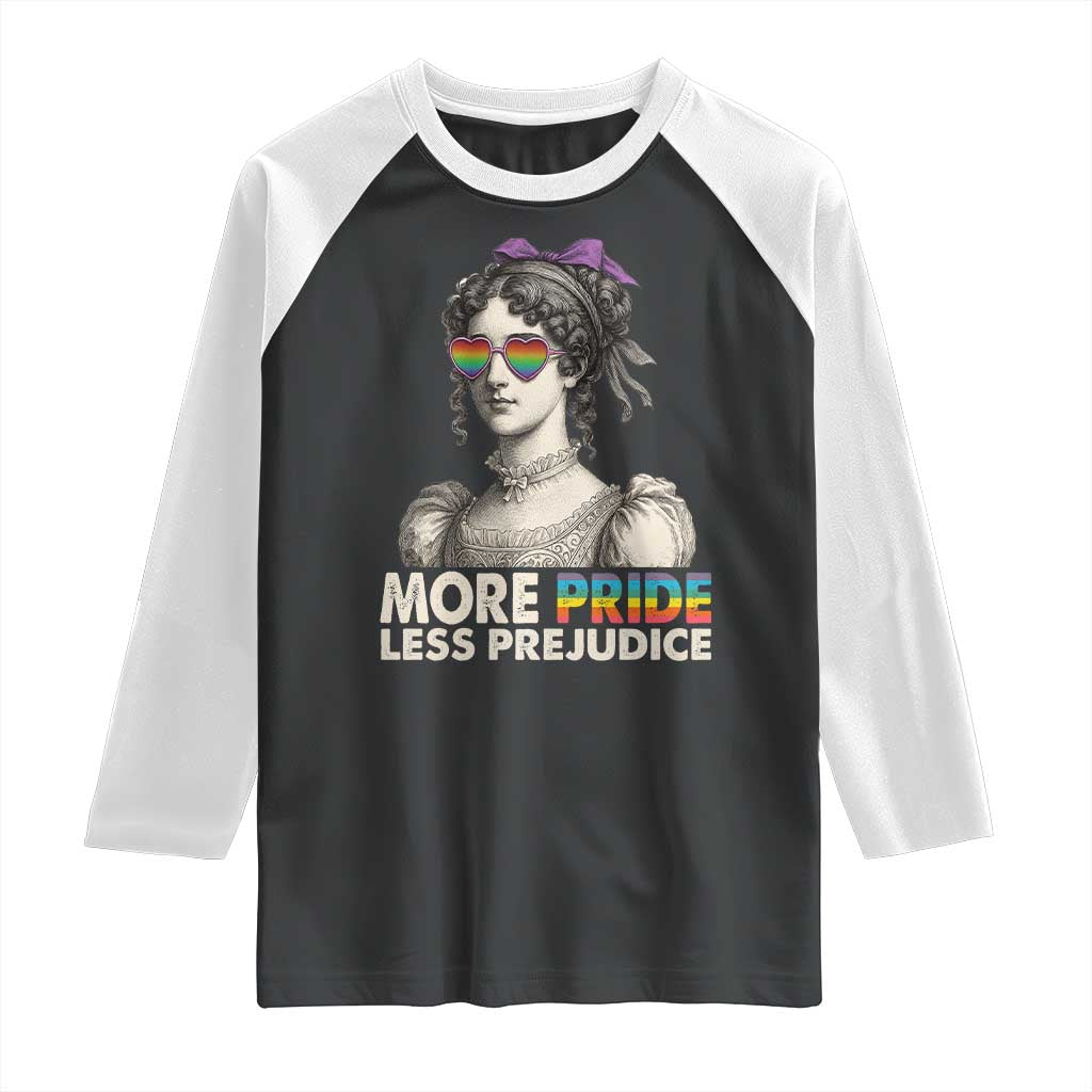 More Pride Less Prejudice Raglan Shirt LGBTQ Proud Ally Pride Month - Wonder Print Shop
