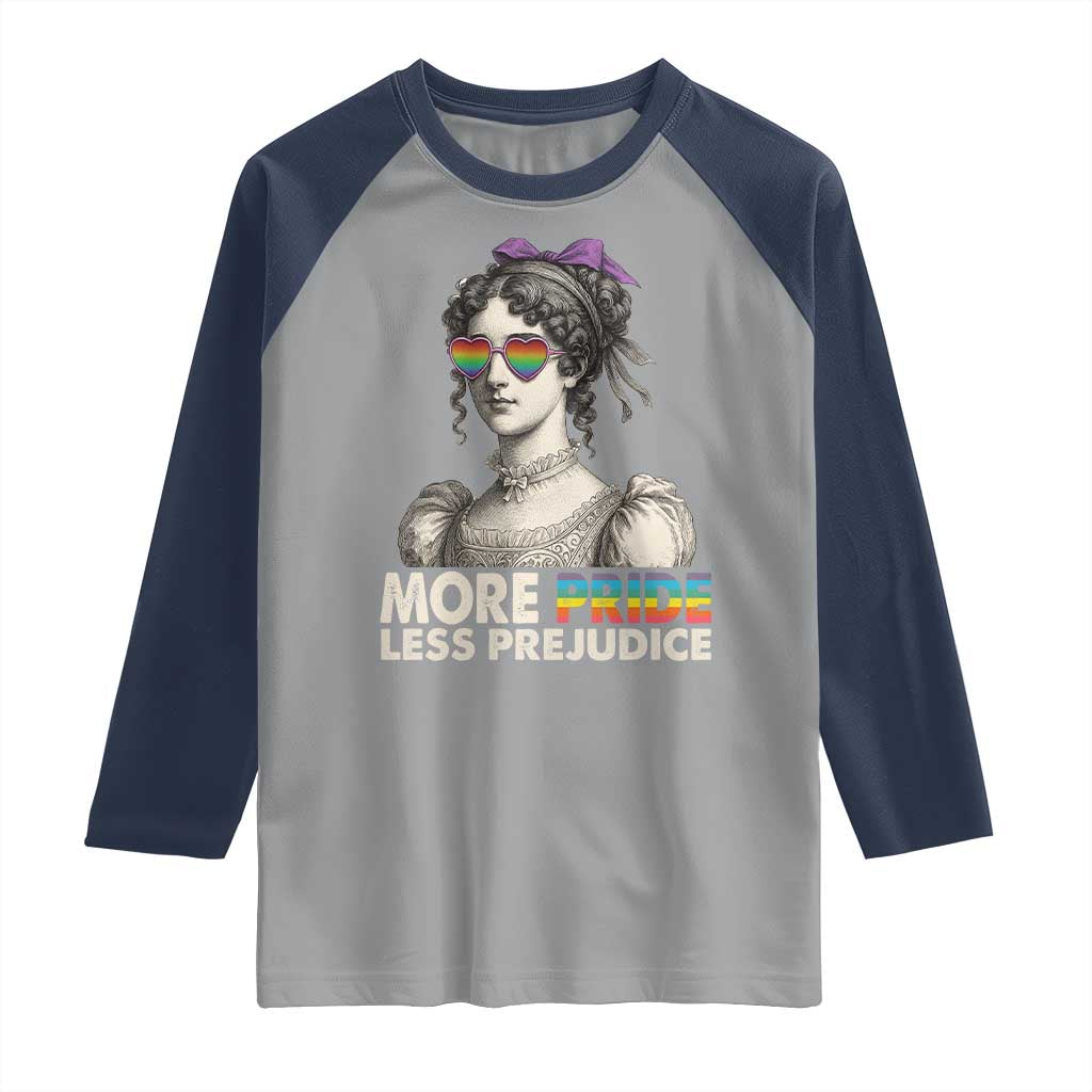 More Pride Less Prejudice Raglan Shirt LGBTQ Proud Ally Pride Month - Wonder Print Shop