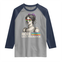 More Pride Less Prejudice Raglan Shirt LGBTQ Proud Ally Pride Month - Wonder Print Shop