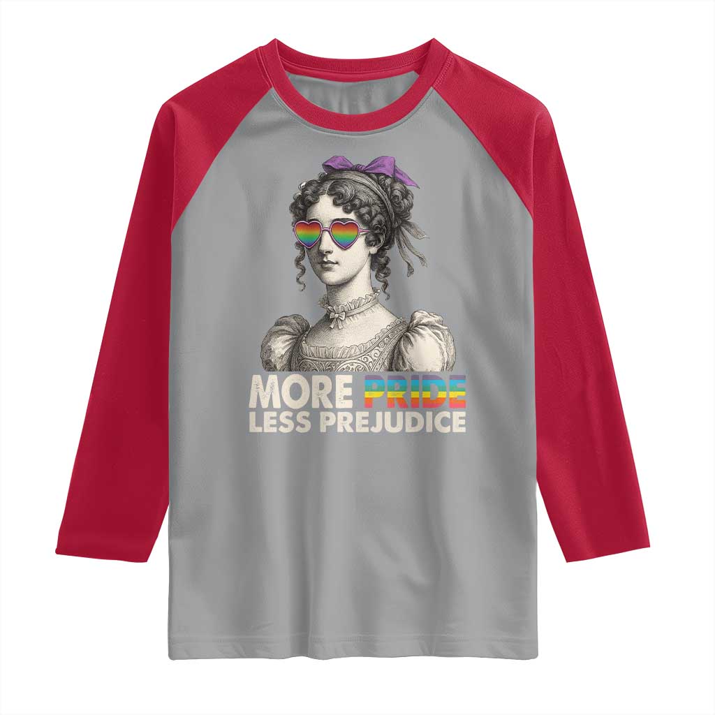 More Pride Less Prejudice Raglan Shirt LGBTQ Proud Ally Pride Month - Wonder Print Shop