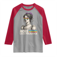 More Pride Less Prejudice Raglan Shirt LGBTQ Proud Ally Pride Month - Wonder Print Shop