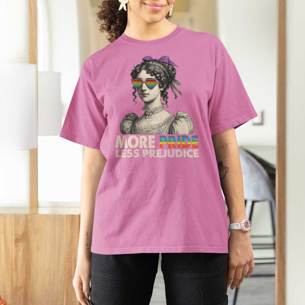 More Pride Less Prejudice T Shirt For Women LGBTQ Proud Ally Pride Month - Wonder Print Shop