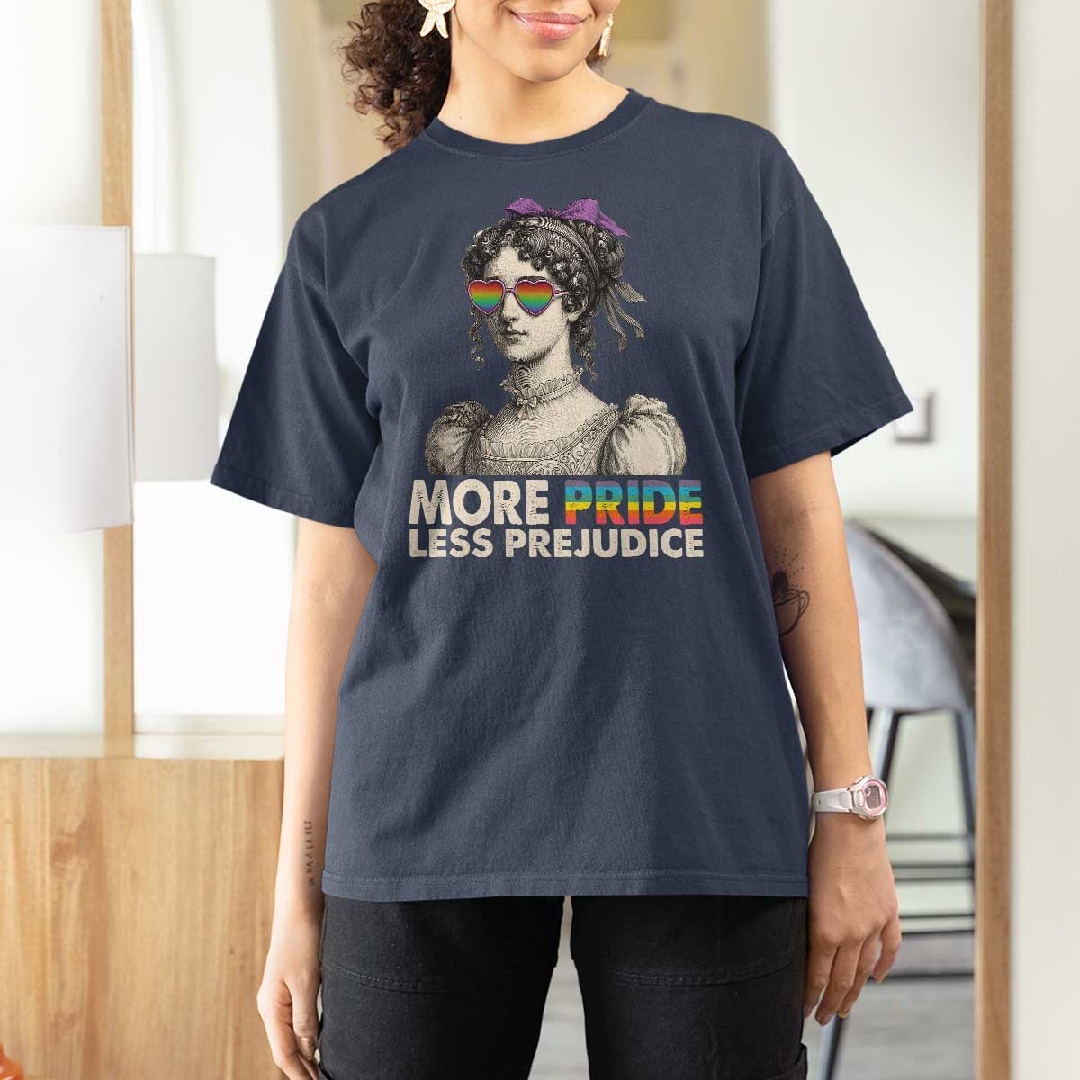 More Pride Less Prejudice T Shirt For Women LGBTQ Proud Ally Pride Month - Wonder Print Shop