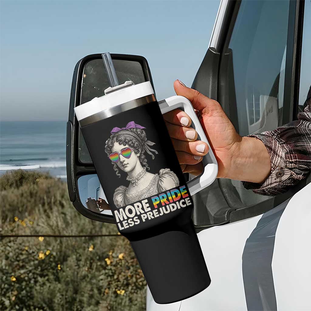 More Pride Less Prejudice Tumbler With Handle LGBTQ Proud Ally Pride Month - Wonder Print Shop