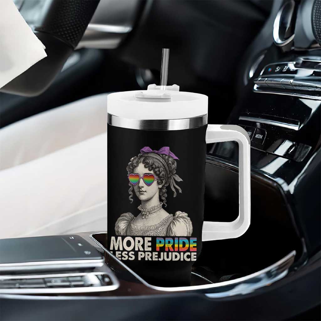 More Pride Less Prejudice Tumbler With Handle LGBTQ Proud Ally Pride Month - Wonder Print Shop