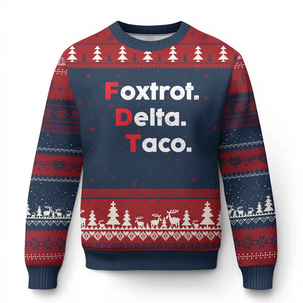 Foxtrot Delta Taco Ugly Christmas Sweater Subtle FDT Resist - Wonder Print Shop