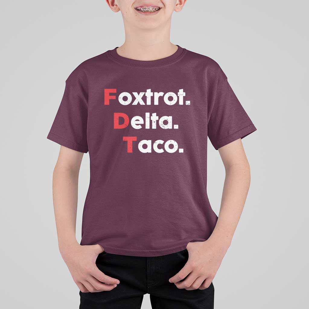 Foxtrot Delta Taco T Shirt For Kid Subtle FDT Resist - Wonder Print Shop