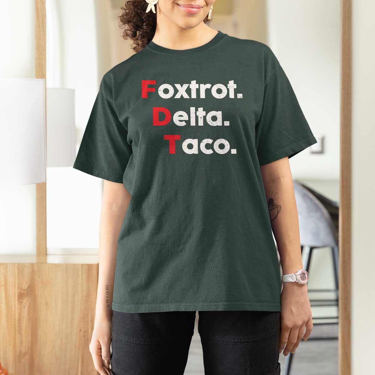 Foxtrot Delta Taco T Shirt For Women Subtle FDT Resist - Wonder Print Shop