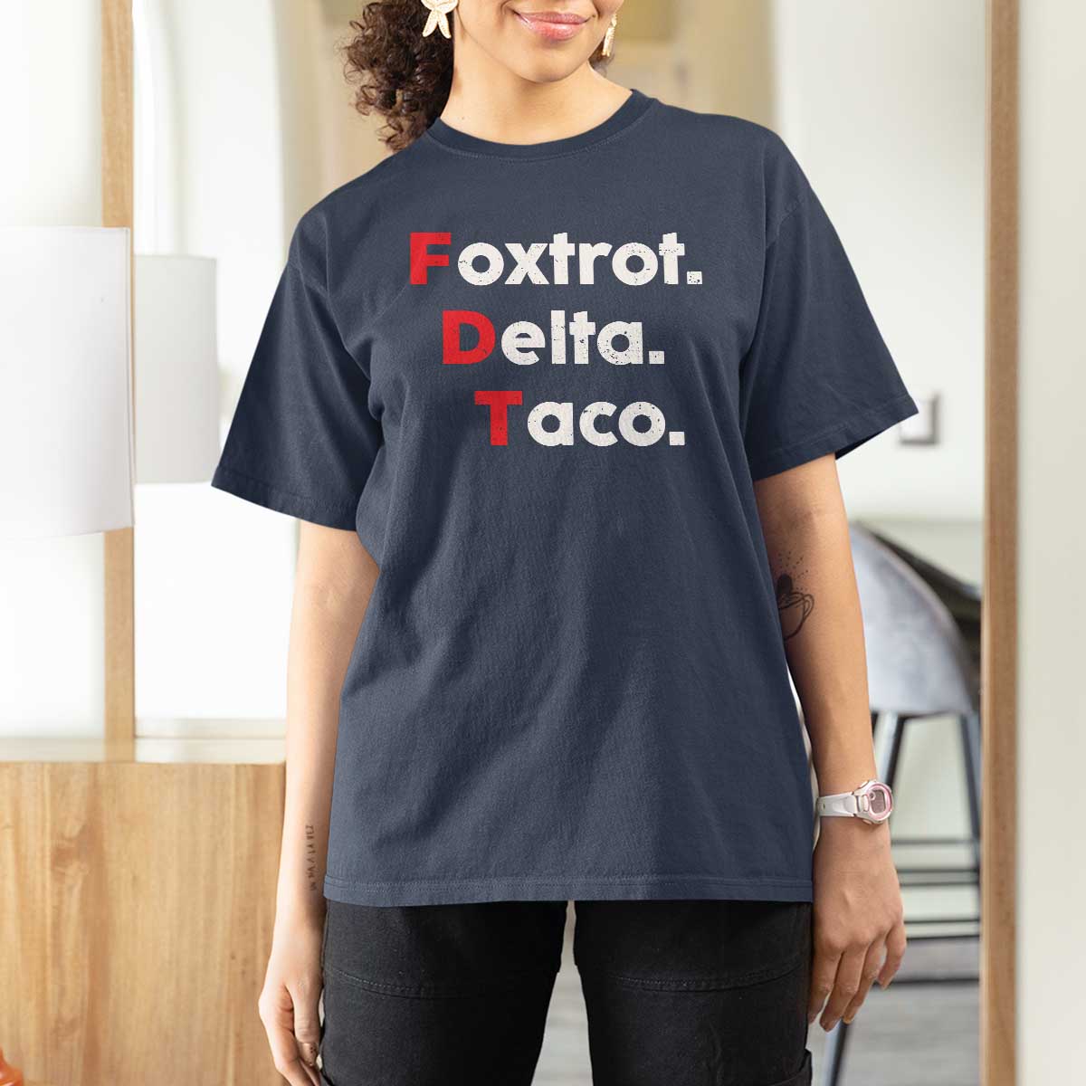 Foxtrot Delta Taco T Shirt For Women Subtle FDT Resist - Wonder Print Shop