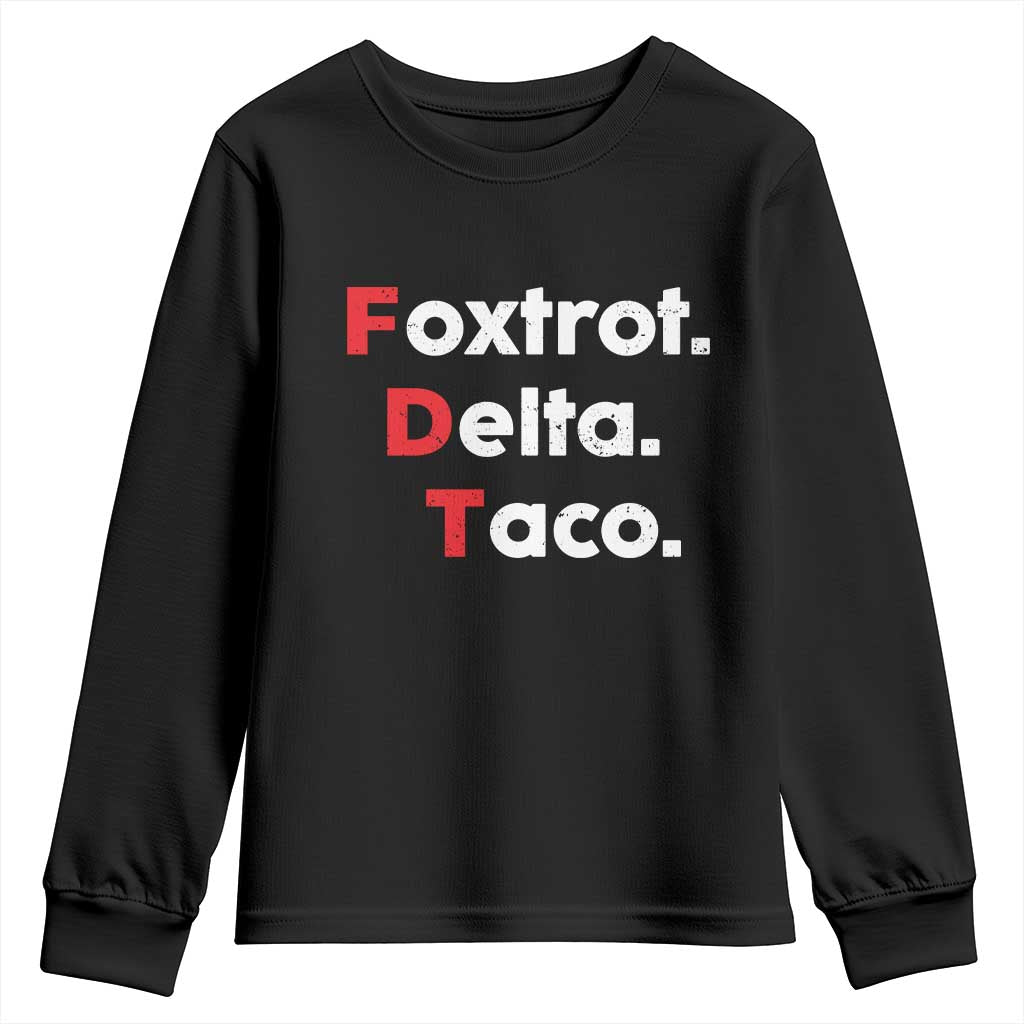 Foxtrot Delta Taco Youth Sweatshirt Subtle FDT Resist - Wonder Print Shop