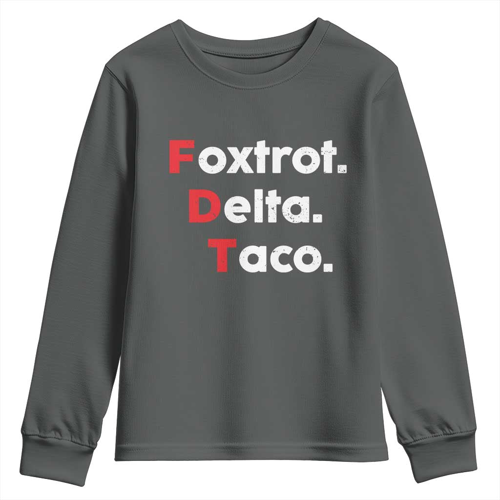 Foxtrot Delta Taco Youth Sweatshirt Subtle FDT Resist - Wonder Print Shop