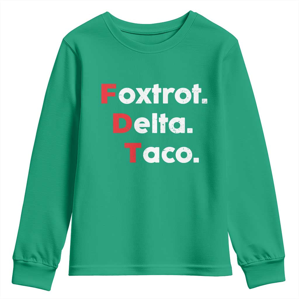 Foxtrot Delta Taco Youth Sweatshirt Subtle FDT Resist - Wonder Print Shop