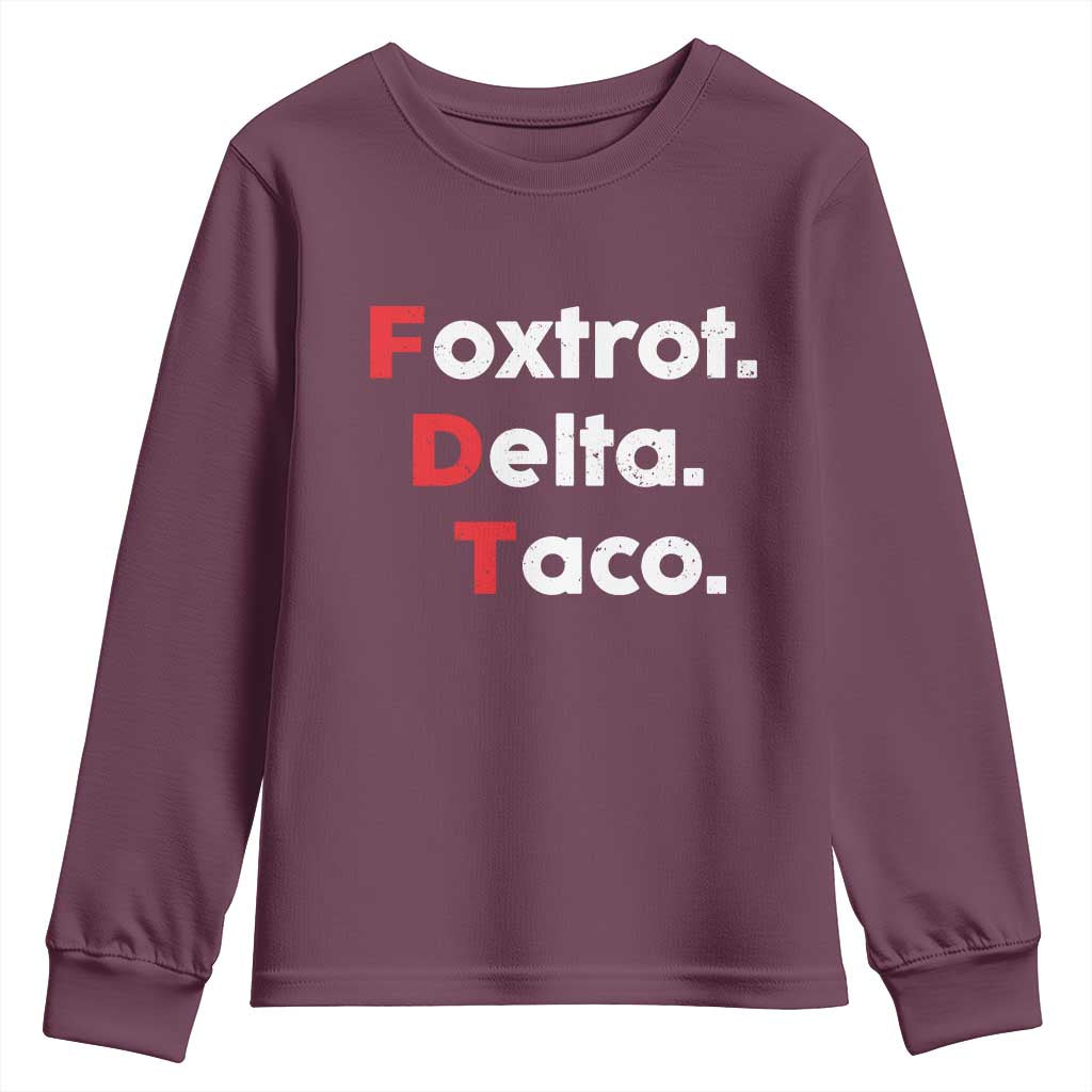 Foxtrot Delta Taco Youth Sweatshirt Subtle FDT Resist - Wonder Print Shop