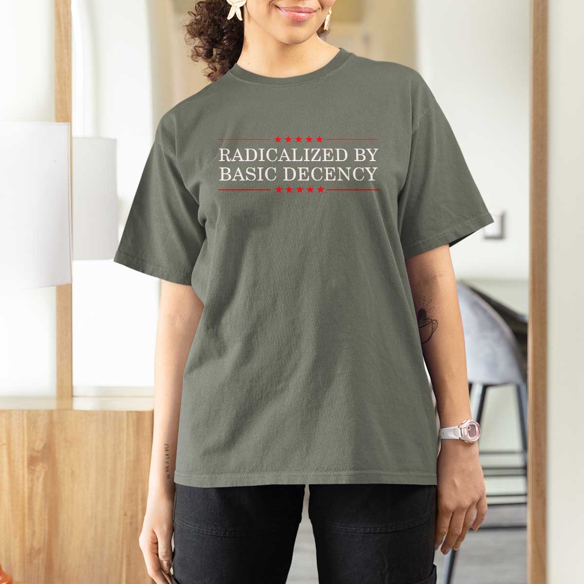 Radicalized By Basic Decency T Shirt For Women Feminist Activist Protest - Wonder Print Shop