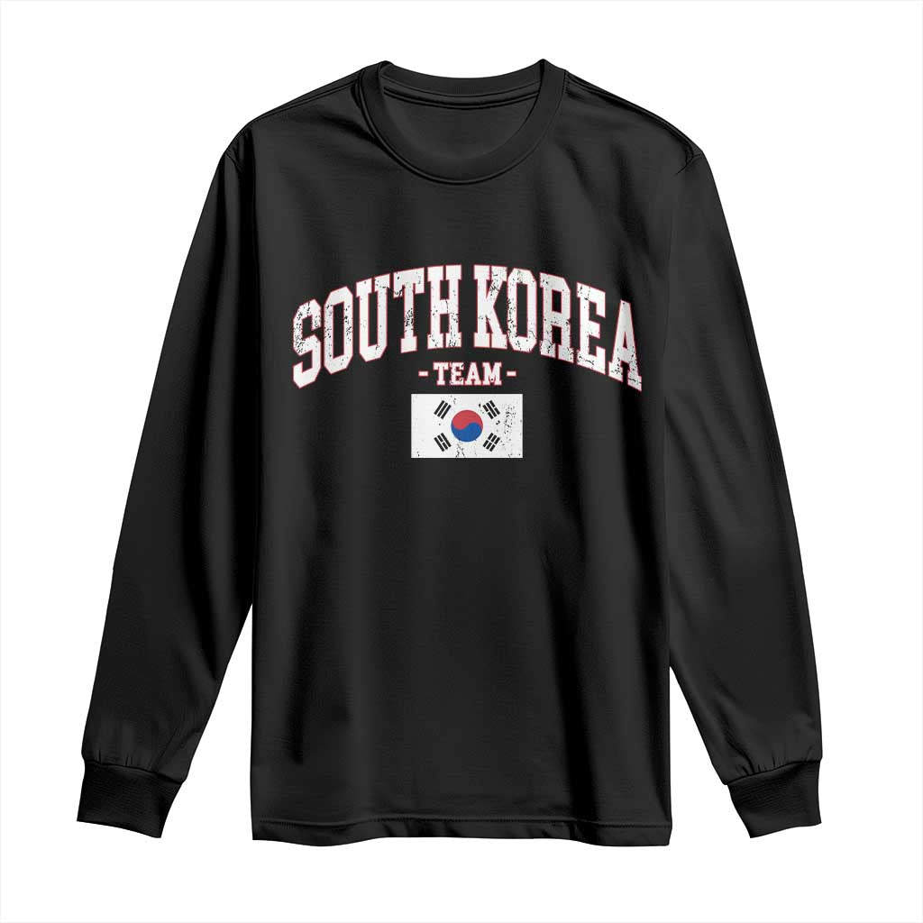 South Korea National Team Long Sleeve Shirt Retro Vintage Sport Varsity Korean Flag