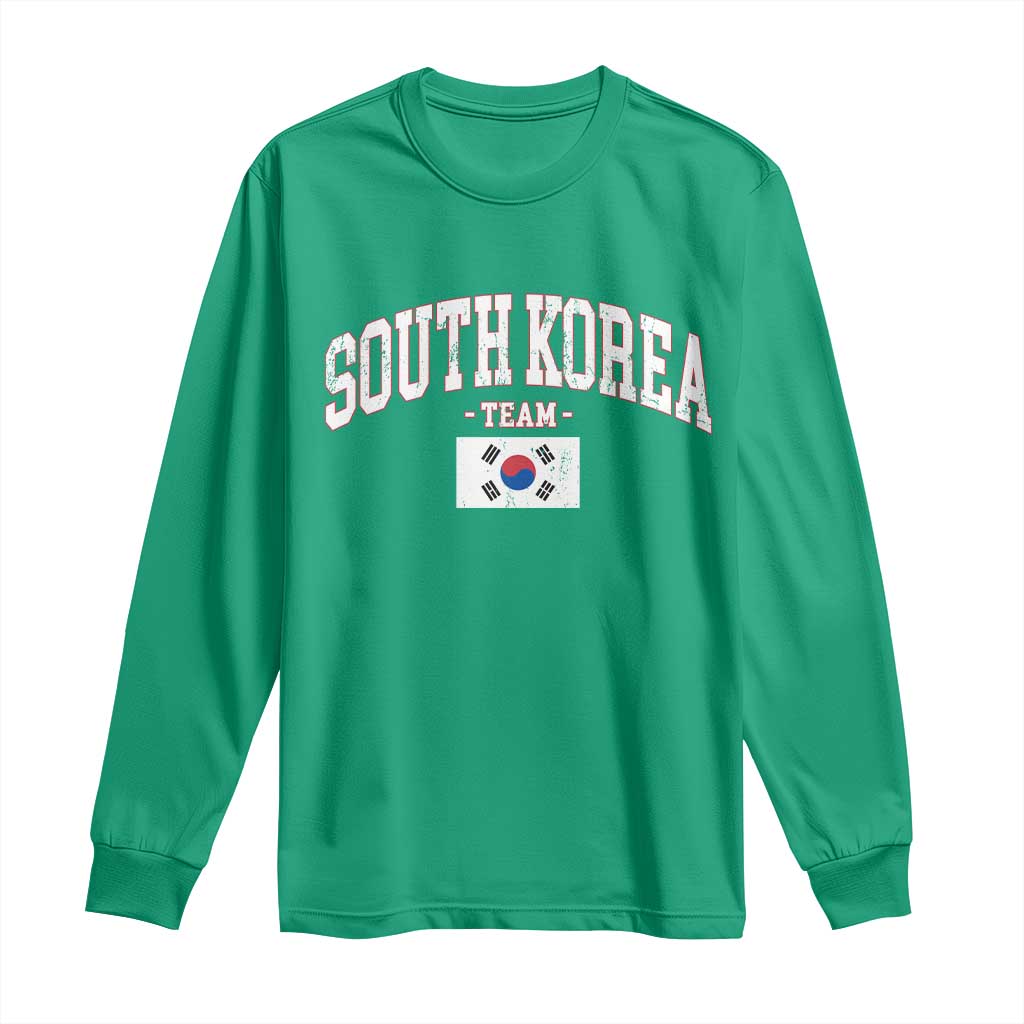 South Korea National Team Long Sleeve Shirt Retro Vintage Sport Varsity Korean Flag
